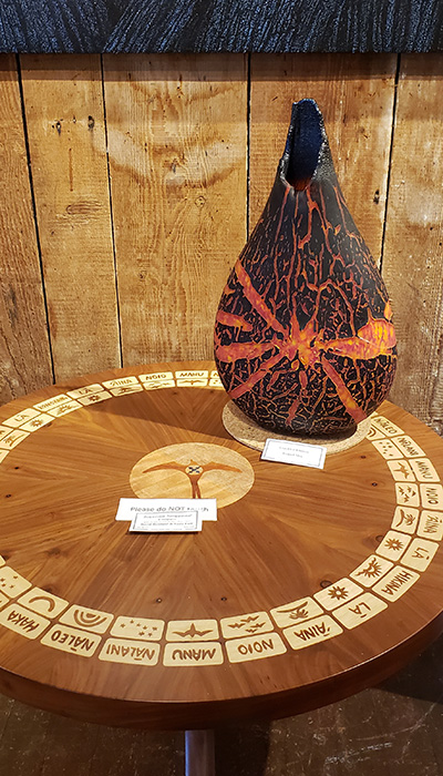 zodiac table and glass vase