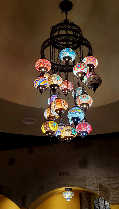 colored glass chandelier